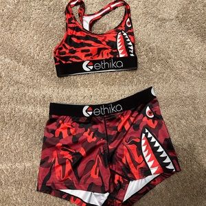 Sports bra with matching shorts